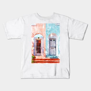 Twin Townhouse Doors Vintage In Washington Kids T-Shirt